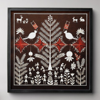 Warli Tribal Tree of Life -poster Art for Home Peel And Stick Photo Tile