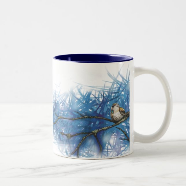 warlike bird Two-Tone coffee mug (Right)