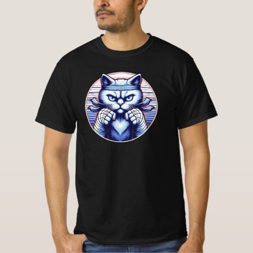 Warlike Furious Blue Cat T_Shirt