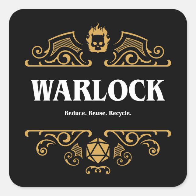 Warlock Class Tabletop RPG Gaming Square Sticker (Front)