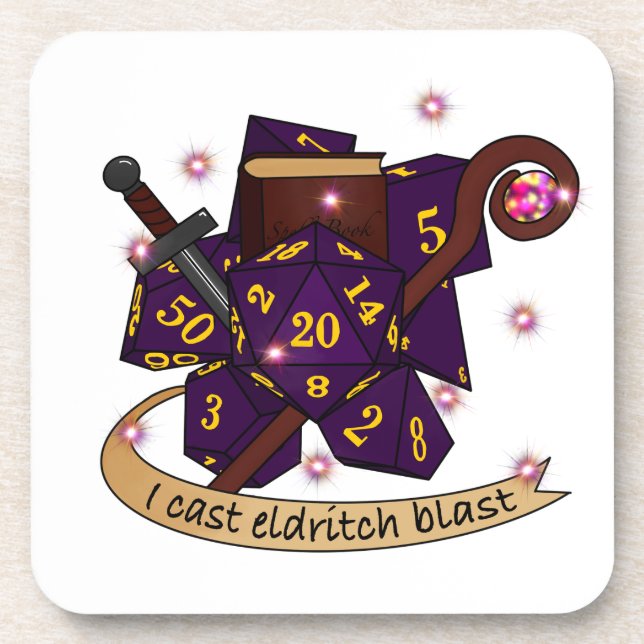 Warlock Dice Design Beverage Coaster (Front)