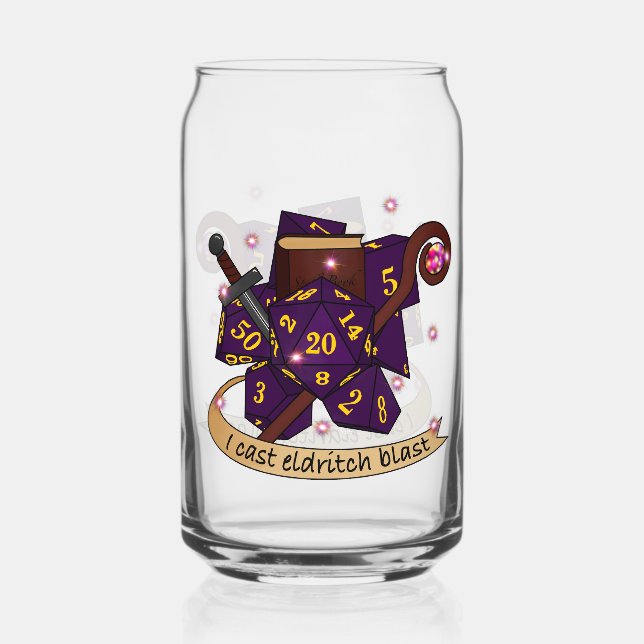 Warlock Dice Design Can Glass (Front)