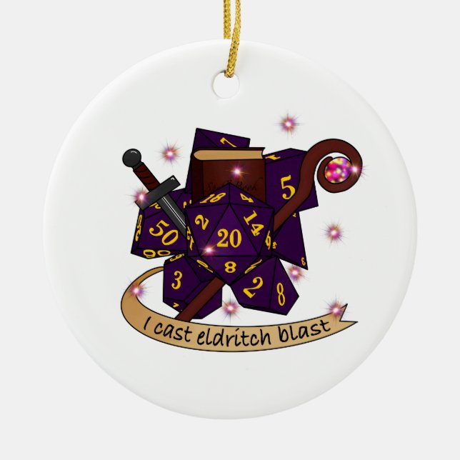 Warlock Dice Design Ceramic Ornament (Front)