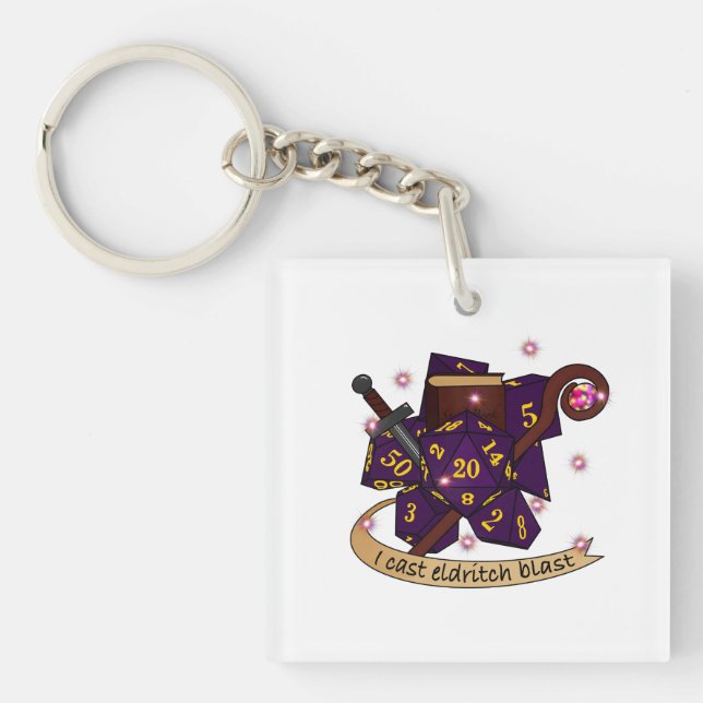 Warlock Dice Design Keychain (Front)