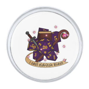 Warlock Dice Design Silver Finish Lapel Pin