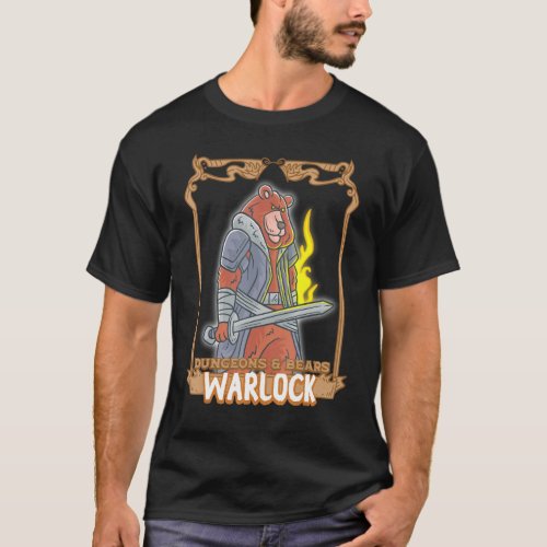 Warlock Dungeons And Bears Nerdy Bear Nerd Geek Rp T_Shirt