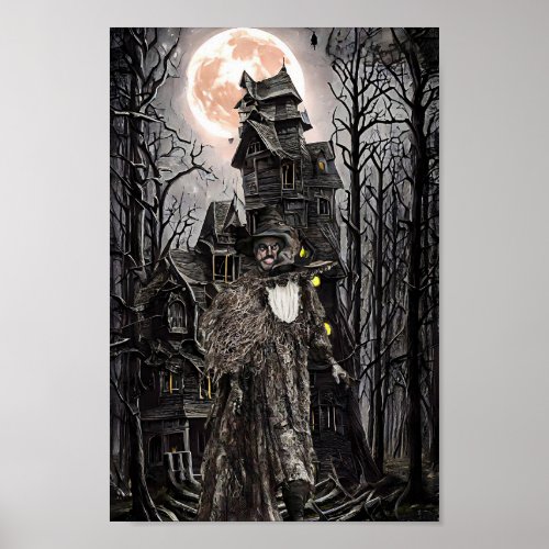 Warlock man witch haunted house fantasy dark art poster
