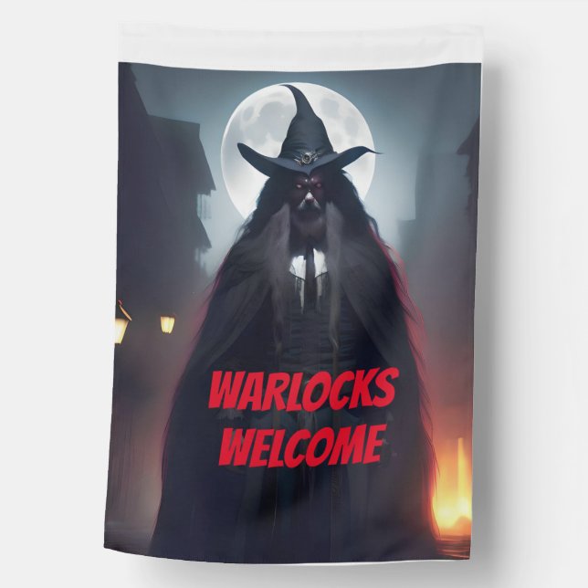 WARLOCKS WELCOME HALLOWEEN HOUSE FLAG (Front)