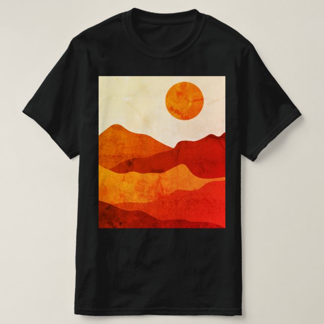 Warm Abstract Boho Desert Mountains Landscape  T-Shirt (Design Front)