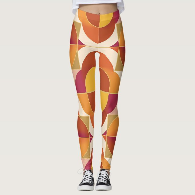 Warm Abstract Patterned Leggings (Front)