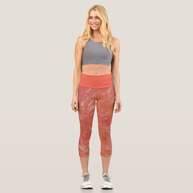 Warm Abstract Red Orange Art Print  Capri Leggings (Front)
