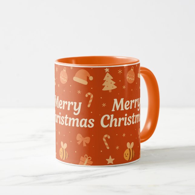 Warm Aesthetic Christmas Art – Cute Festive Icons  Mug (Front Right)