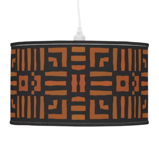 Warm African Geometric Tribal Design Pendant Lamp (Left)