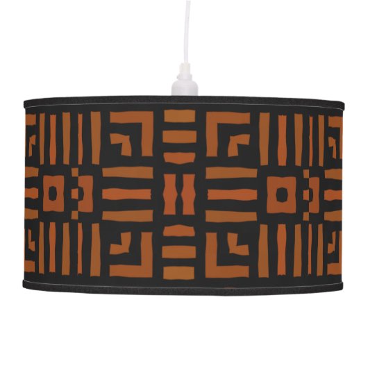 Warm African Geometric Tribal Design Pendant Lamp (Front)