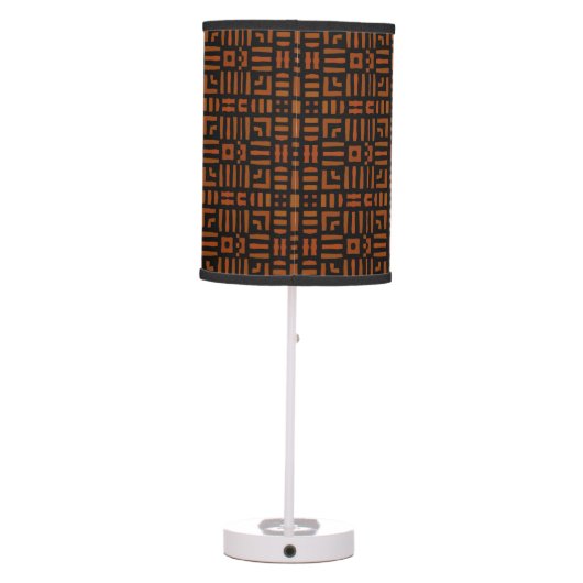 Warm African Geometric Tribal Design Table Lamp (Back)