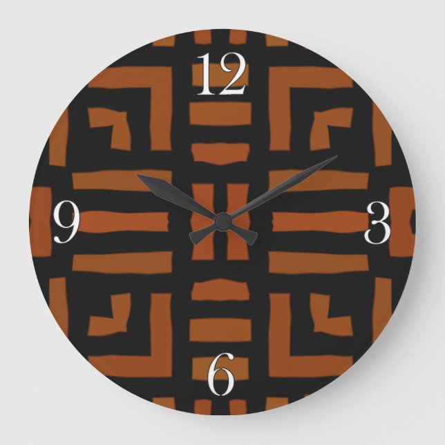 Warm African Tribal Artwork Large Clock (Front)