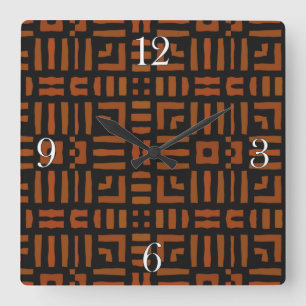 Warm African Tribal Artwork Square Wall Clock