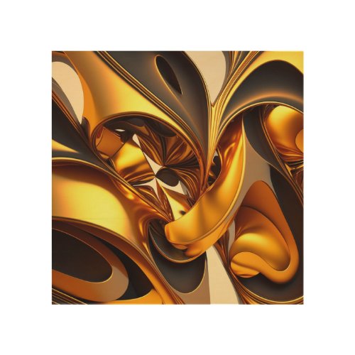 Warm amber and gold abstract wood wall art