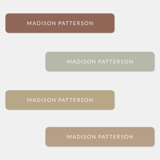 Warm and Cool Earth Tone Simple Waterproof Name Labels (Group)