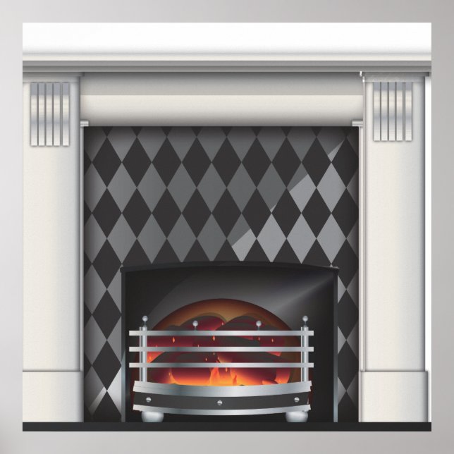 Warm and cosy Fireplace Poster (Front)
