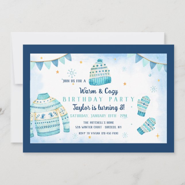 Warm and Cozy Birthday Party Invitation (Front)