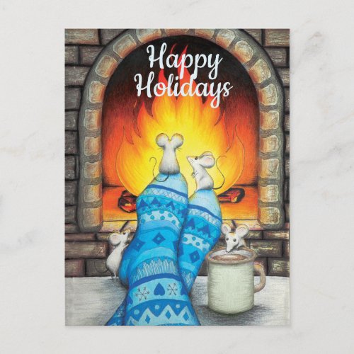 Warm and Cozy Custom Message Holiday Postcard
