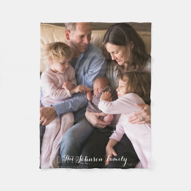 Warm And Cozy Fleece Blanket with Family Photo (Front)
