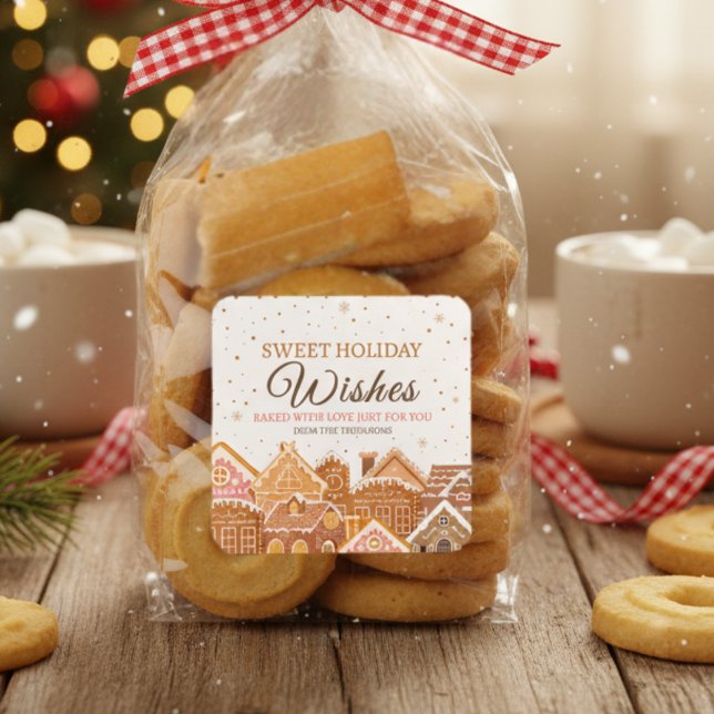 Warm and Cozy Gingerbread House Baked With Love  Square Sticker (Creator Uploaded)