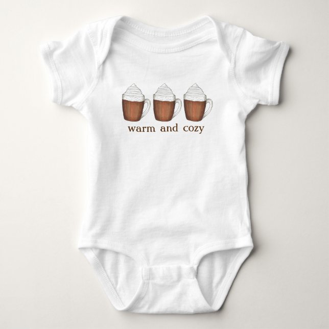 Warm and Cozy Holiday Hot Cocoa Chocolate Drink Baby Bodysuit (Front)