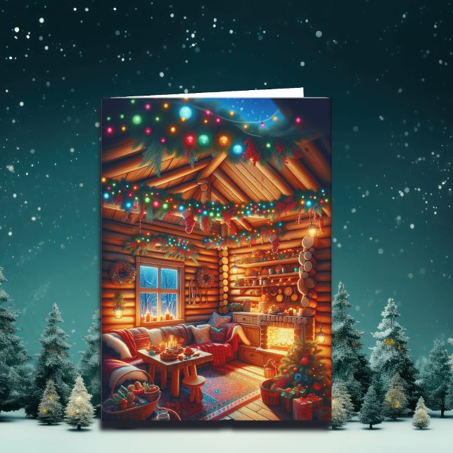 Warm and Cozy Log Cabin Christmas Greetings Card (Creator Uploaded)