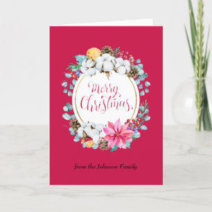 Warm and Cozy Magical Christmas Oval Wreath Red Holiday Card