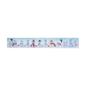 Warm And Cozy Snowmen - Long Sticker Wrap Around Label by Midesigns55555 at Zazzle