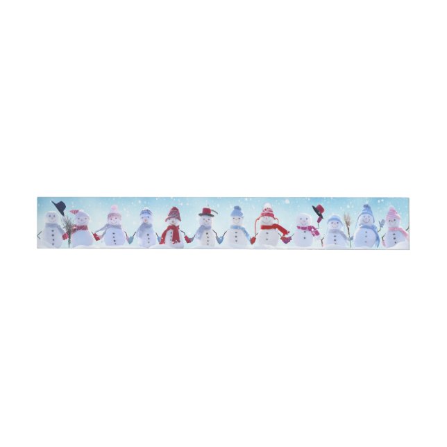 Warm and Cozy Snowmen - Long Sticker Wrap Around Label (Individual)