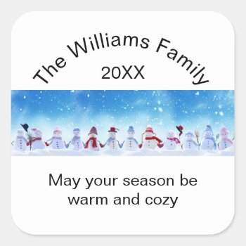 Warm And Cozy Snowmen - Square Sticker by Midesigns55555 at Zazzle