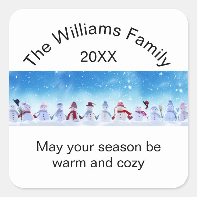 Warm and Cozy Snowmen - Square Sticker (Front)
