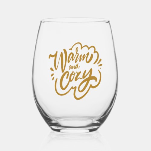 Warm and Cozy Stemless Wine Glass