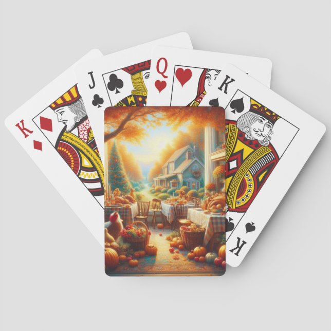 Warm and Cozy Thanksgiving Gathering Poker Cards (Back)
