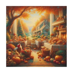 Warm and Cozy Thanksgiving Gathering Wood Wall Art