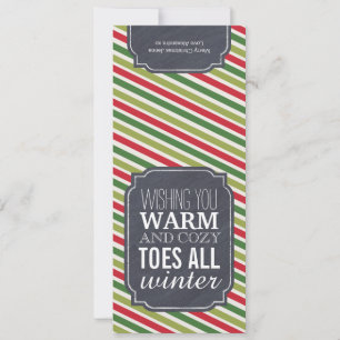 "Warm and Cozy Toes" - Gift tag for wrapping socks Holiday Card
