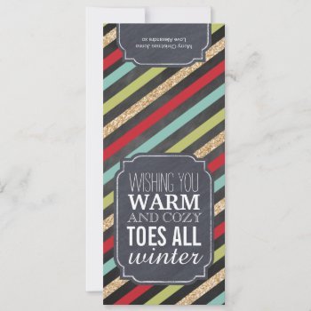 "warm And Cozy Toes" - Gift Tag For Wrapping Socks Holiday Card by colourfuldesigns at Zazzle