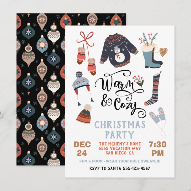 Warm and Cozy Winter Party Christmas Clothes Invitation (Front/Back)