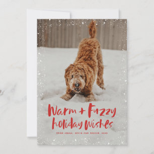 Warm and fuzzy holiday wishes pet Christmas card