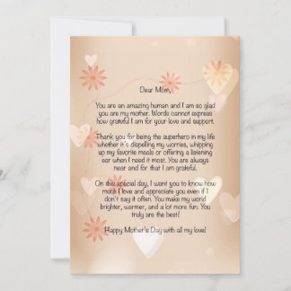 Warm and Fuzzy Mother's Day Letter Holiday Card
