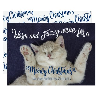 Warm and Fuzzy Sleeping Meowy Christmas Cat Card