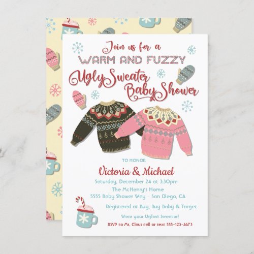 Warm and Fuzzy Ugly Sweater Baby Shower Invitation