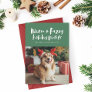 Warm and fuzzy wishes green funny pet holiday card