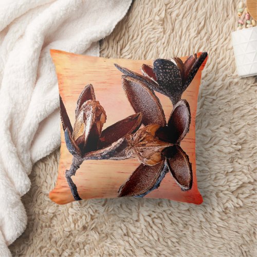Warm and natural Cedrela fissilis Throw Pillow
