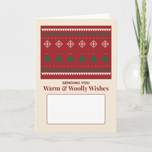 Warm and Woolly Wishes Knit Sweater Christmas Card