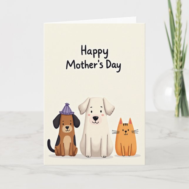 Warm Animal Mothers Day Card (Front)