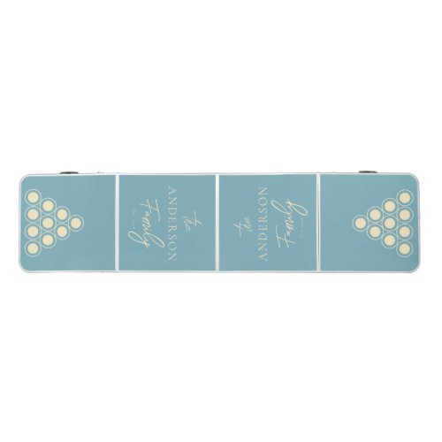 Warm Aqua Afternoon Hand Written Family Name Beer Pong Table